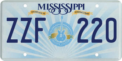 MS license plate ZZF220