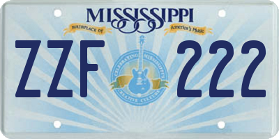 MS license plate ZZF222