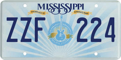 MS license plate ZZF224