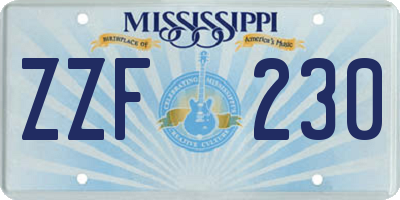 MS license plate ZZF230