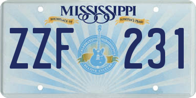 MS license plate ZZF231