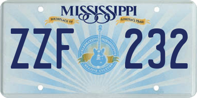 MS license plate ZZF232