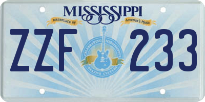 MS license plate ZZF233