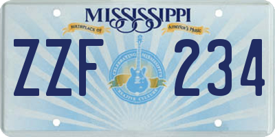 MS license plate ZZF234