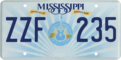 MS license plate ZZF235