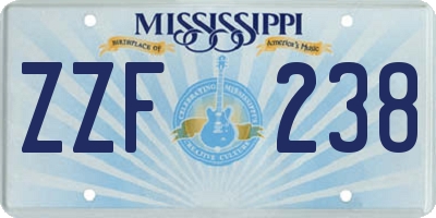 MS license plate ZZF238