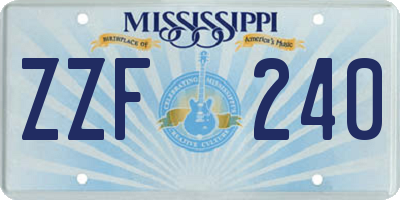 MS license plate ZZF240