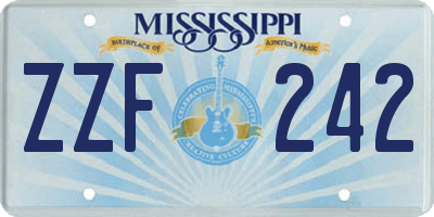 MS license plate ZZF242