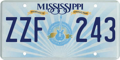 MS license plate ZZF243
