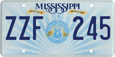 MS license plate ZZF245