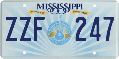 MS license plate ZZF247