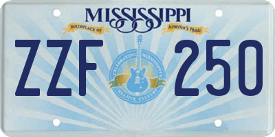 MS license plate ZZF250