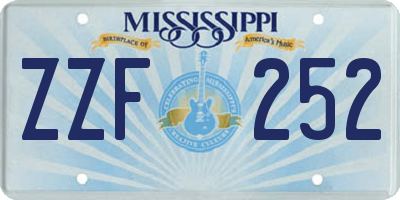 MS license plate ZZF252