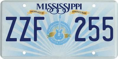MS license plate ZZF255