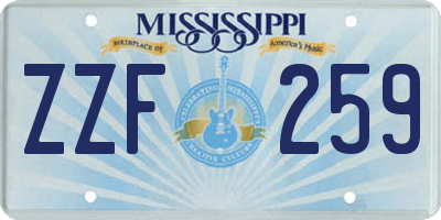 MS license plate ZZF259