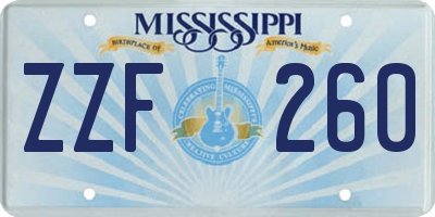 MS license plate ZZF260