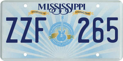 MS license plate ZZF265