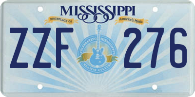 MS license plate ZZF276