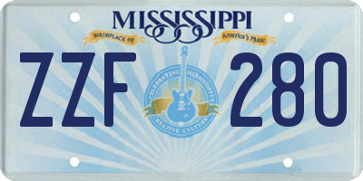 MS license plate ZZF280