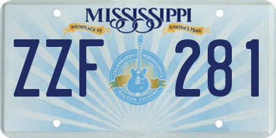 MS license plate ZZF281