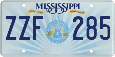 MS license plate ZZF285