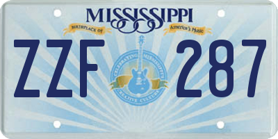 MS license plate ZZF287