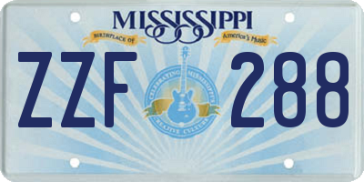 MS license plate ZZF288