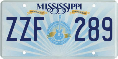 MS license plate ZZF289