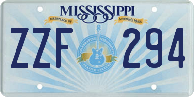 MS license plate ZZF294