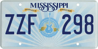 MS license plate ZZF298