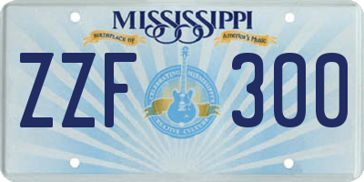 MS license plate ZZF300