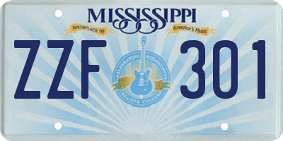 MS license plate ZZF301