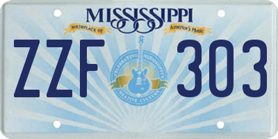 MS license plate ZZF303