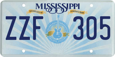 MS license plate ZZF305