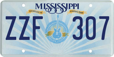 MS license plate ZZF307