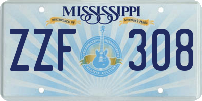 MS license plate ZZF308