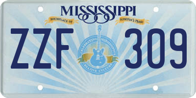 MS license plate ZZF309