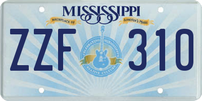 MS license plate ZZF310