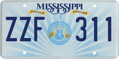 MS license plate ZZF311