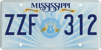 MS license plate ZZF312