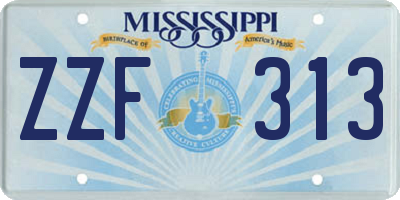 MS license plate ZZF313