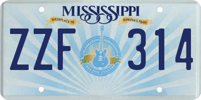 MS license plate ZZF314