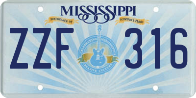 MS license plate ZZF316