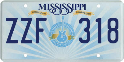 MS license plate ZZF318