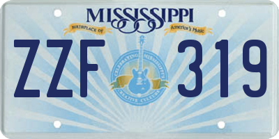 MS license plate ZZF319