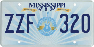 MS license plate ZZF320