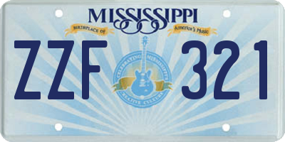 MS license plate ZZF321