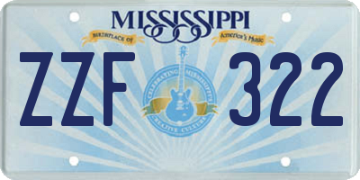 MS license plate ZZF322