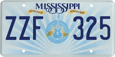 MS license plate ZZF325