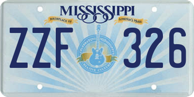 MS license plate ZZF326